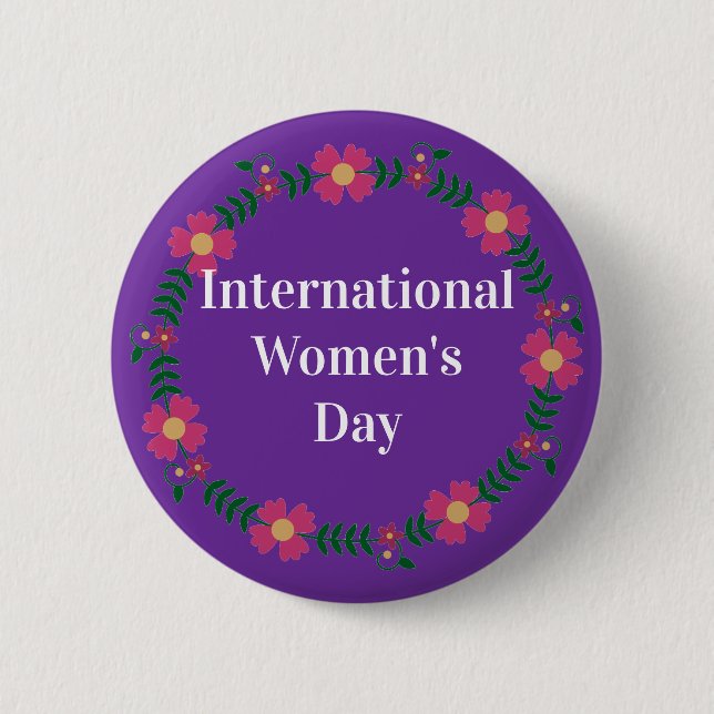 Purple International Womens Day Custom Size Button (Front)