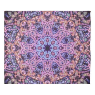 Purple Intricate Alien Kaleidoscopic Mandala Duvet Cover