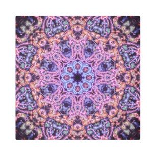 Purple Intricate Alien Kaleidoscopic Mandala Metal Print