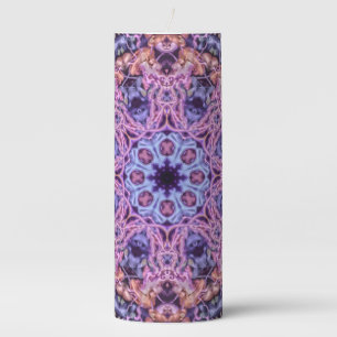 Purple Intricate Alien Kaleidoscopic Mandala Pillar Candle