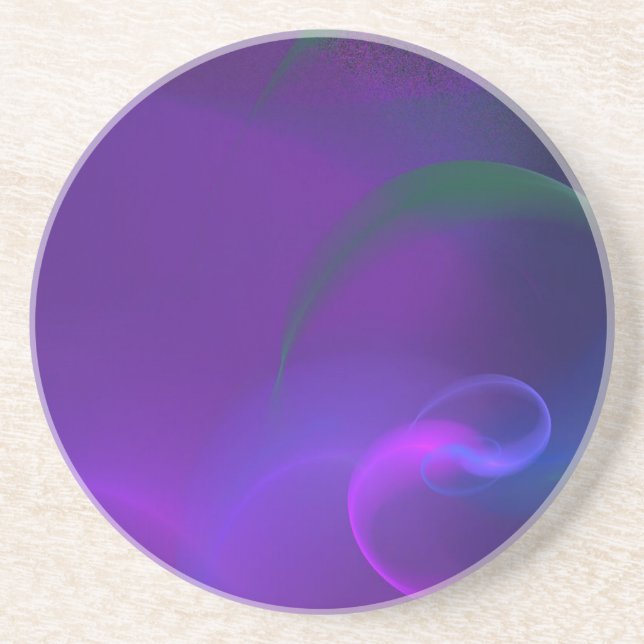 Purple Invaded by Blue Pink and Green Sandstone Coaster (Front)