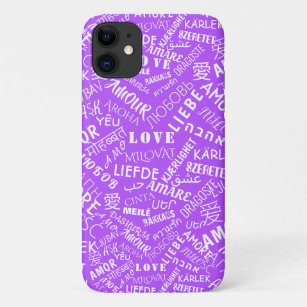 Purple iPhone Case Multi Language Text Love Word