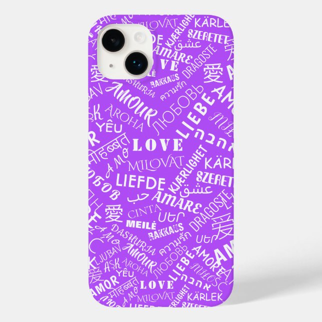 Purple iPhone Case Multi Language Text Love Word (Back)