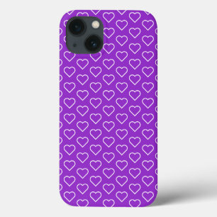 Purple iPhone Case with Hearts - Choose Colors