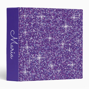Purple iridescent glitter 3 ring binder