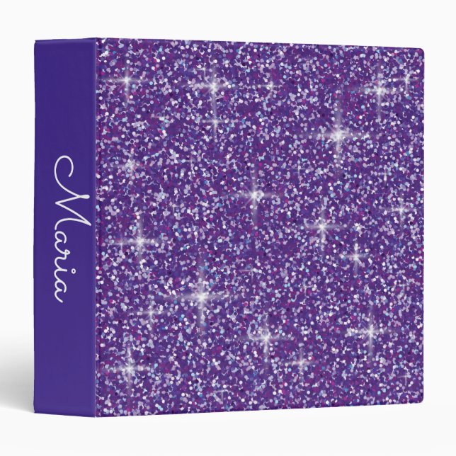 Purple iridescent glitter 3 ring binder (Front/Spine)
