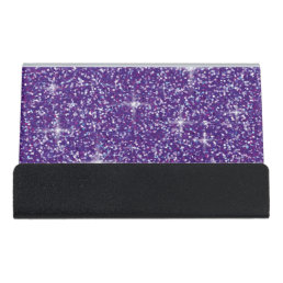 Purple iridescent glitter desk business card holder