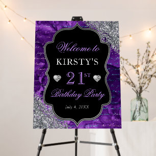 Purple Iridescent Glitter Mermaid Letters Birthday Foam Board