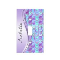 Purple Iridescent  Monogram Mermaid Scale Light Switch Cover