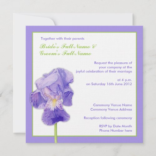 Purple Iris 2  Wedding Invitation