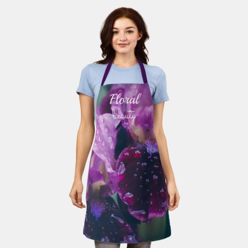 Purple iris after rain apron