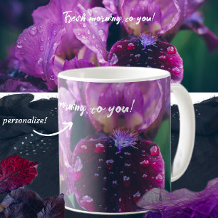 Purple iris after rain coffee mug