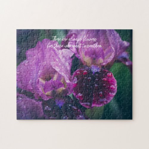 Purple iris after rain jigsaw puzzle