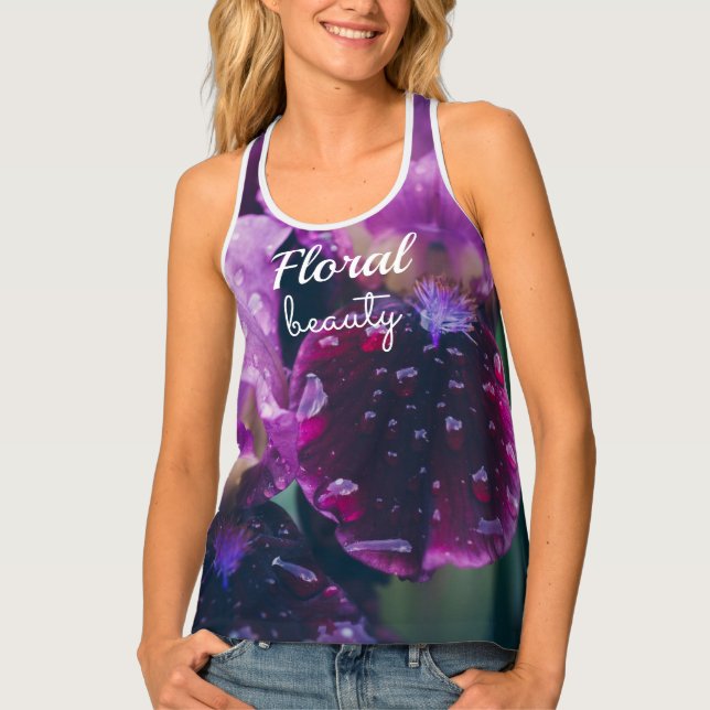 Purple iris after rain tank top (Front)