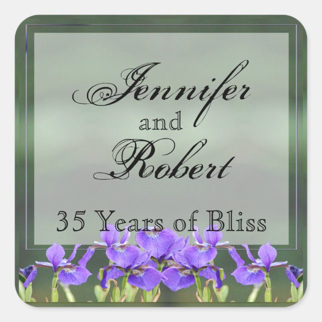 Purple Iris Anniversary Envelope Seal (Front)