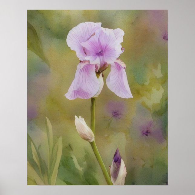 Purple Iris Art Flower Floral Poster (Front)