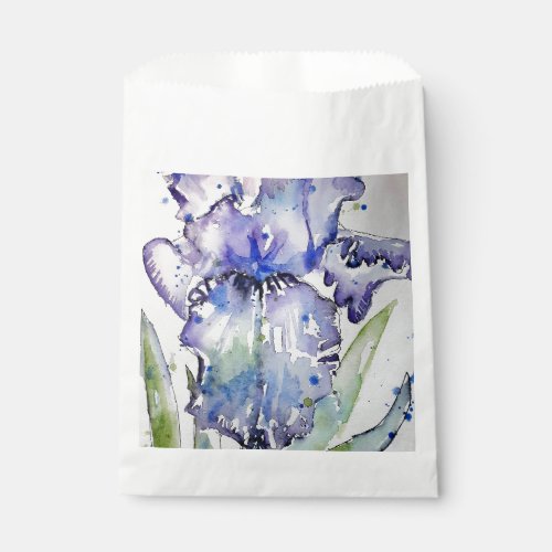 Purple Iris Art Watercolour Birthday Invitation Favor Bag