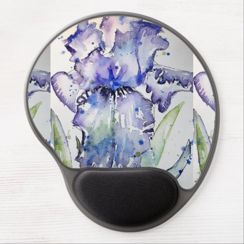 Purple Iris Art Watercolour Blue Womens Gifts Gel Mouse Pad