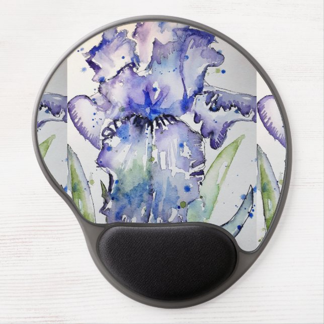 Purple Iris Art Watercolour Blue Womens Gifts Gel Mouse Pad (Front)