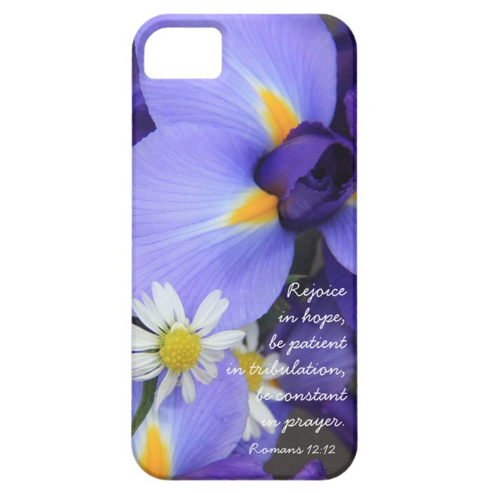 Purple Iris, Bible Verse about Hope, Romans 1212 iPhone 5 Cover
