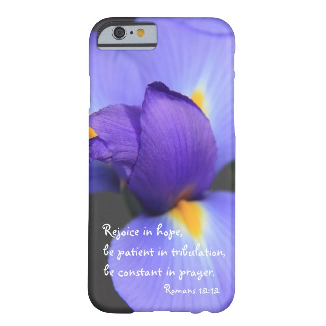 Purple Iris, Bible Verse about Hope, Romans 12: Case-Mate iPhone Case (Back)