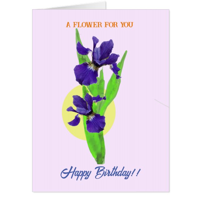 Purple Iris Birthday Giant Bouquet Card (Front)