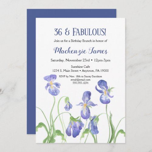 Purple Iris Birthday Invitation Floral Brunch