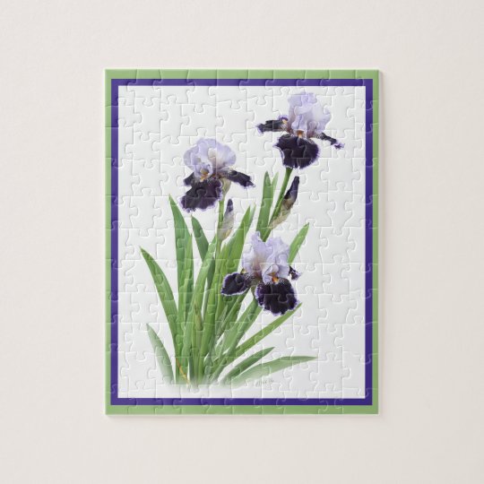 Purple Iris Botanical Art Jigsaw Puzzle | Zazzle.com