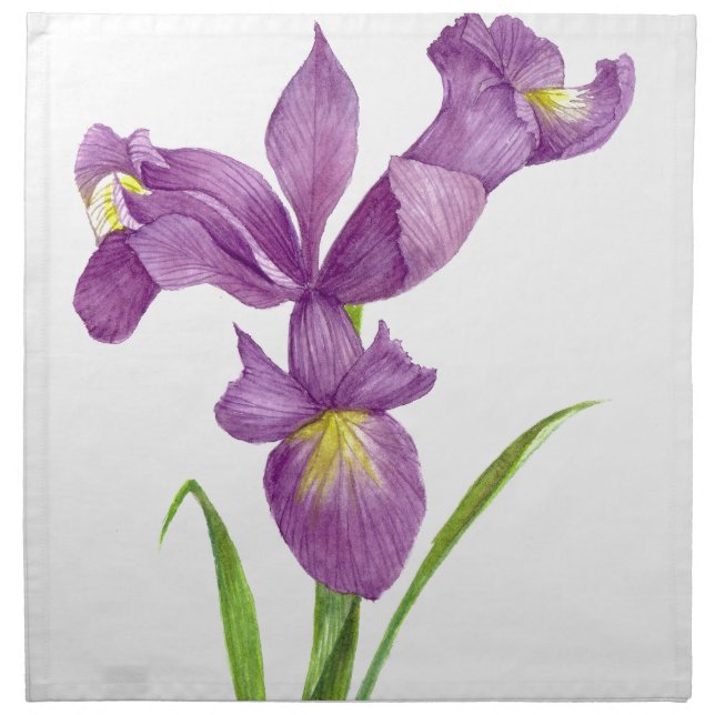 Purple Iris Botanical Floral Art Napkin (Front)
