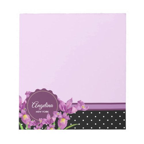 Purple Iris Botanical Floral Art Notepad