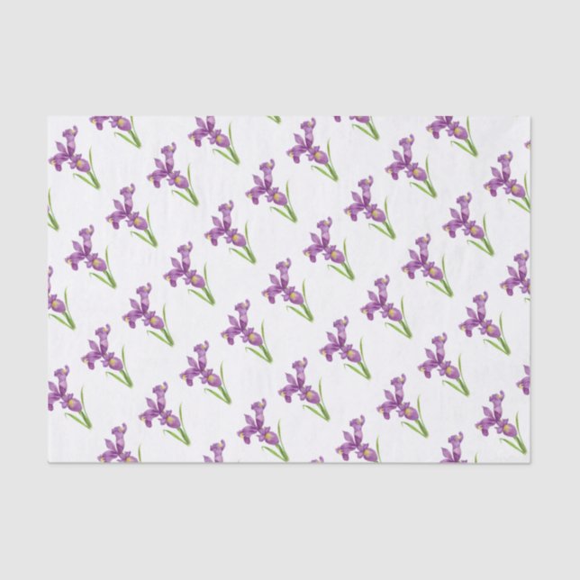 Purple Iris Botanical Floral Art Tissue Paper (Front)