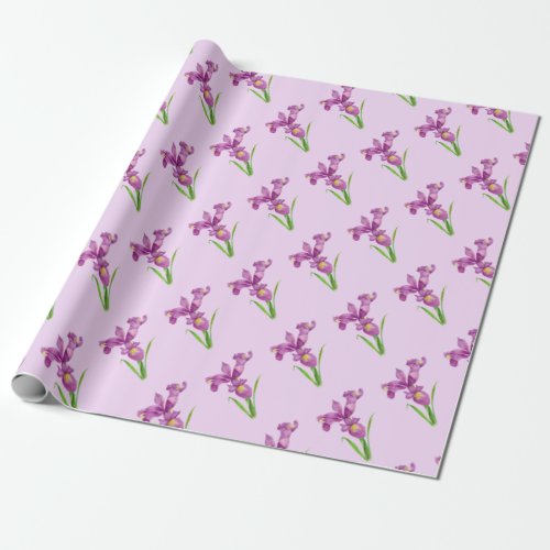 Purple Iris Botanical Floral Art Wrapping Paper