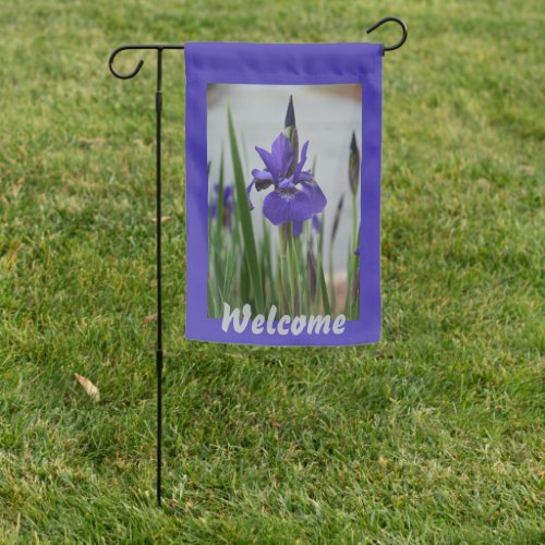 Purple Iris Botanical Photographic Floral Garden Flag
