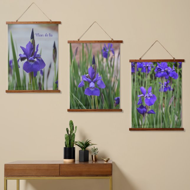 Purple Iris Botanical Photographic Floral Hanging Tapestry (Asymmetrical)