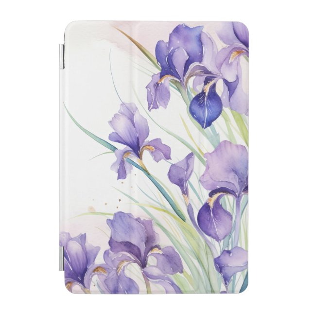 Purple Iris Bouquet On White iPad Mini Cover (Front)