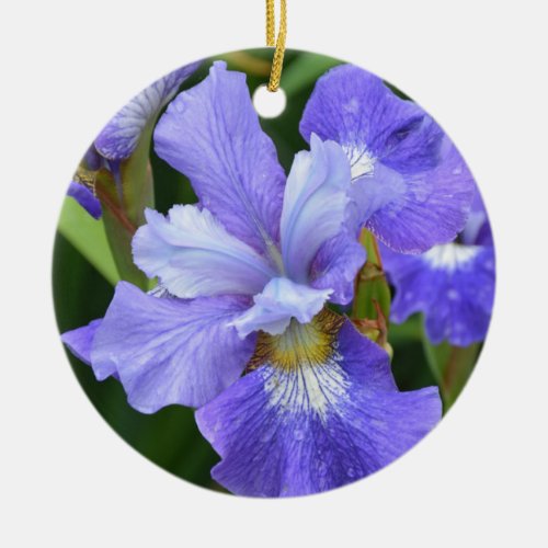 Purple iris ceramic ornament