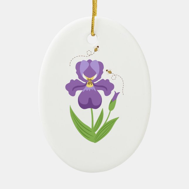 Purple Iris Ceramic Ornament (Front)
