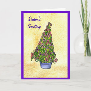Purple Iris Christmas Tree Card