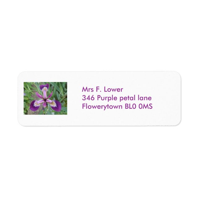 Purple Iris Custom Address Label (Front)