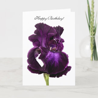 Purple Iris Custom Happy Birthday Greeting Card