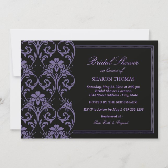 Purple Iris Damask | Bridal Shower Invitation (Front)