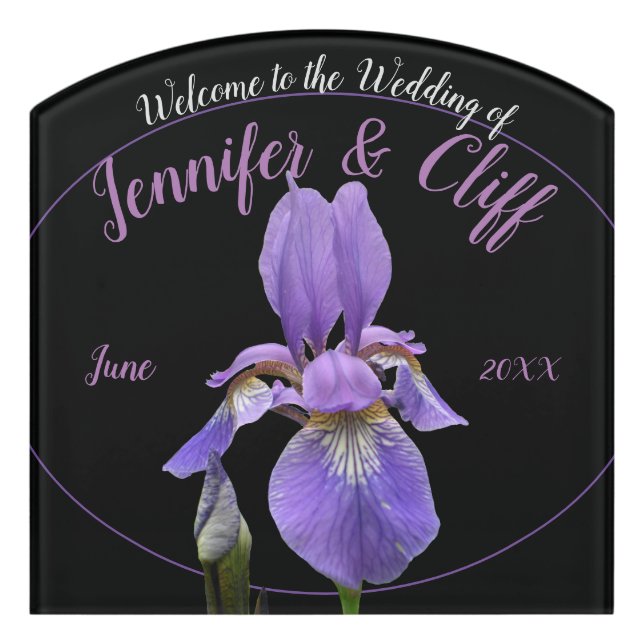 Purple Iris Elegant Door Sign (Contour Front)