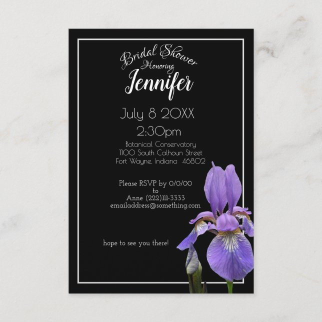 Purple Iris Elegant Enclosure Card (Front)