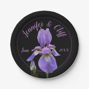 Purple Iris Elegant Paper Plates
