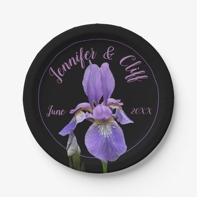 Purple Iris Elegant Paper Plates (Front)