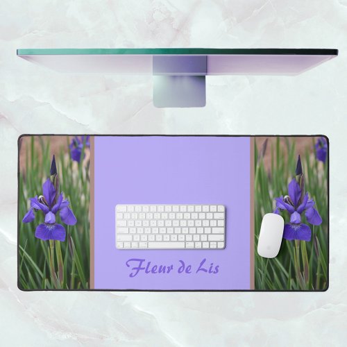 Purple Iris Floral Botanical Photographic Lilac Desk Mat