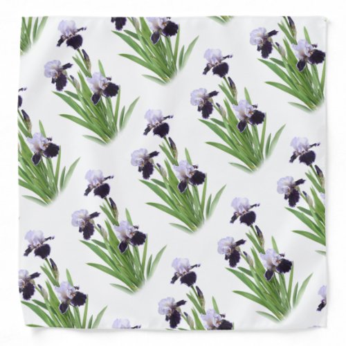 Purple Iris Floral Botanical Style Pattern Bandana