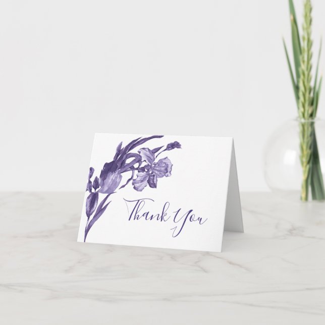 Purple Iris Floral Thank You Card (Front)
