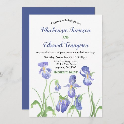 Purple Iris Floral Wedding Invitation