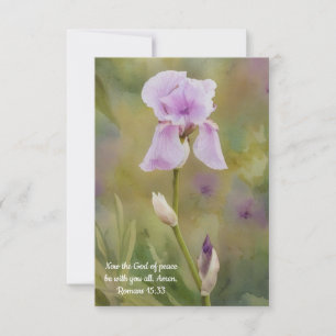 Purple Iris Flower Art Bible Verse Note Card